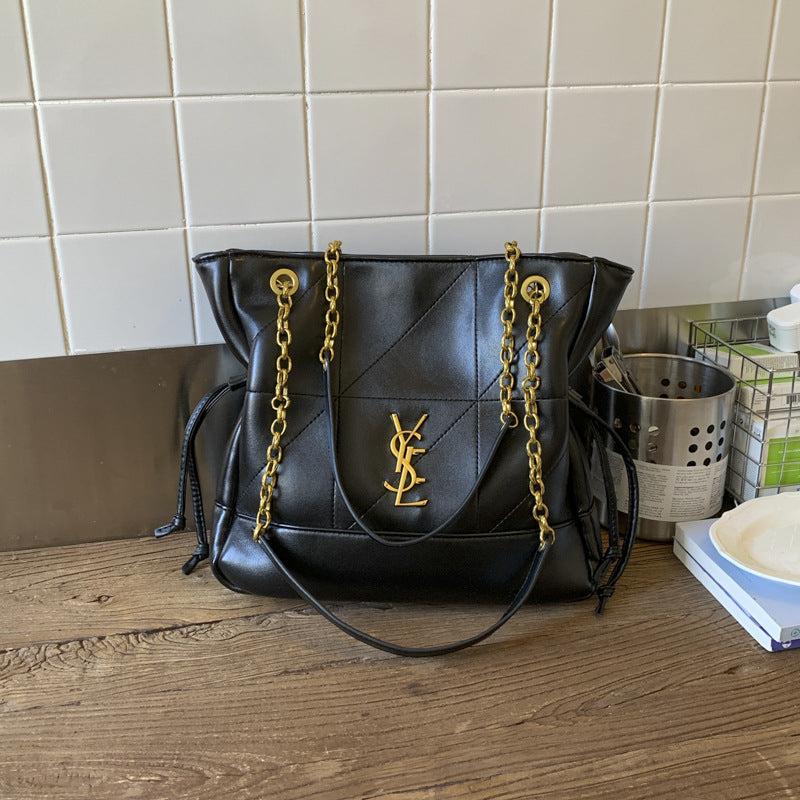 YSL Vintage chain tote bag poplar forest suede bag high-end trendy large capacity commuter single shoulder armpit mother-in-law bag