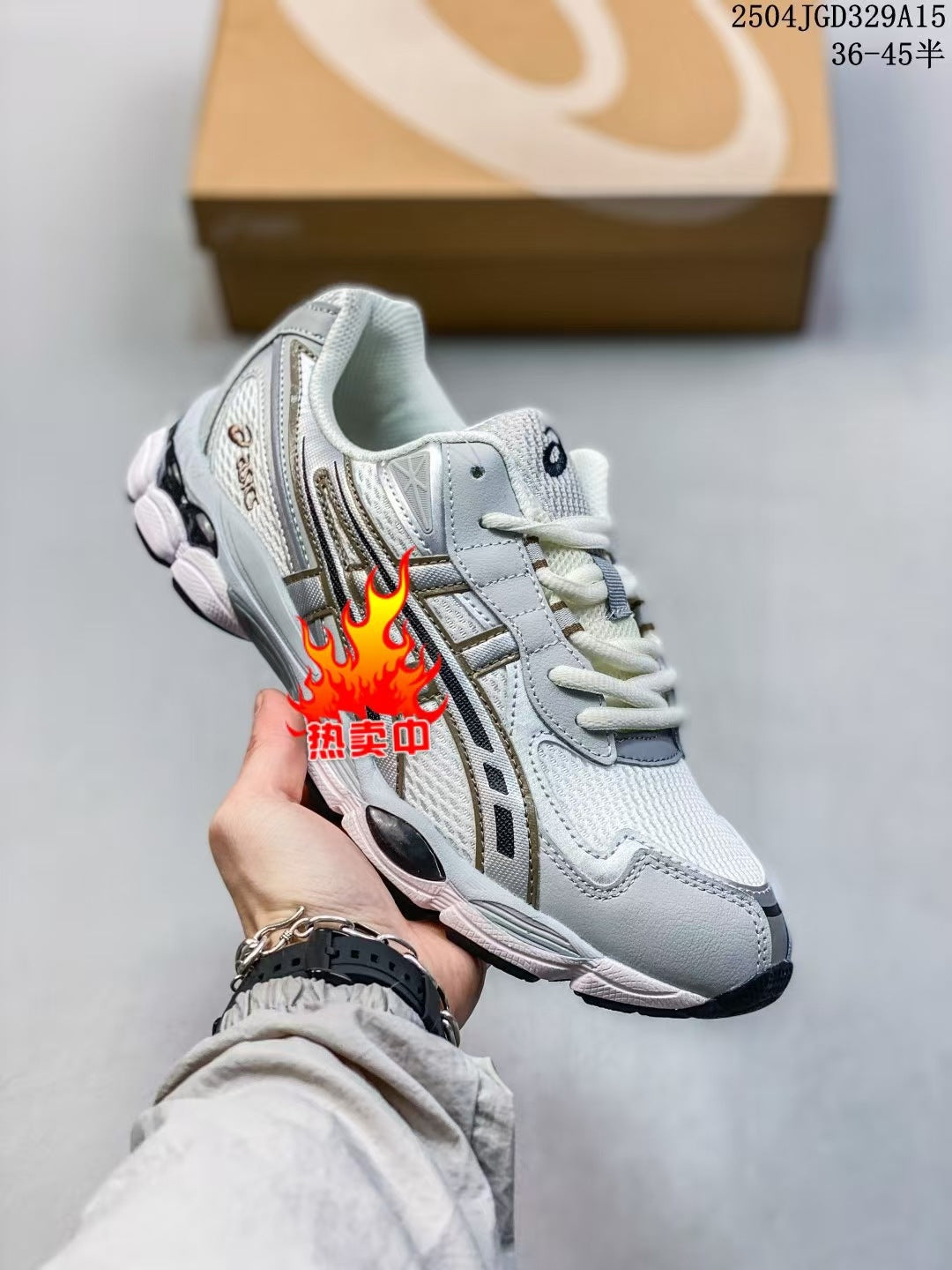 ASICS 2 high versions of men's and women's gel-nyc spliced mesh breathable running shoes for couples non-slip and wear-resistant casual sneakers