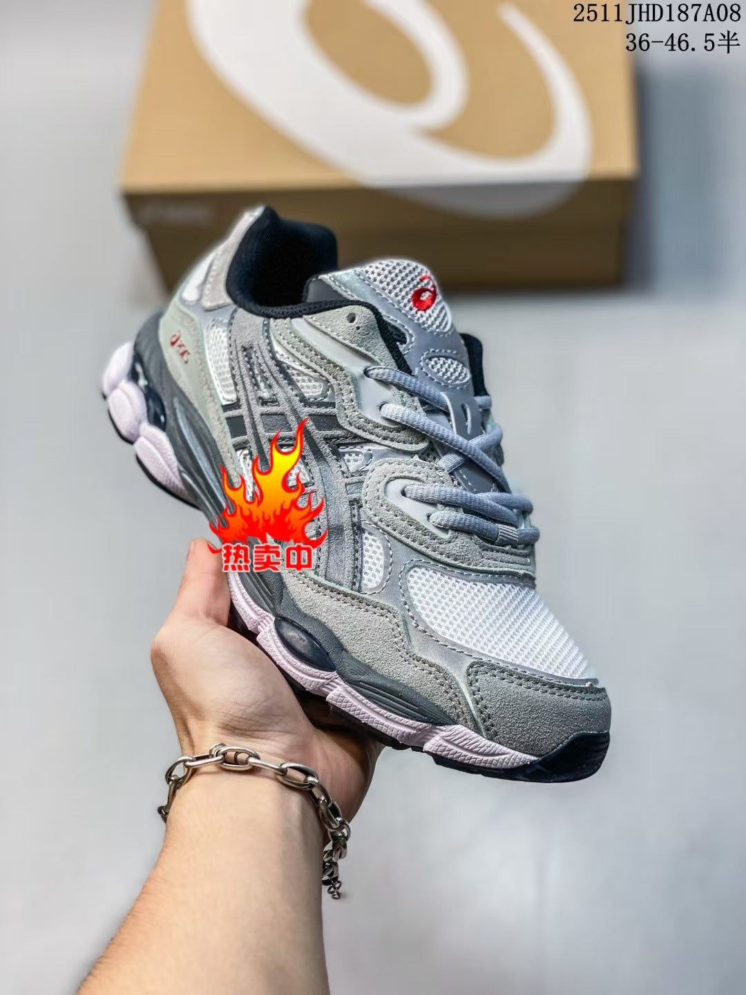 ASICS 2 high versions of men's and women's gel-nyc spliced mesh breathable running shoes for couples non-slip and wear-resistant casual sneakers