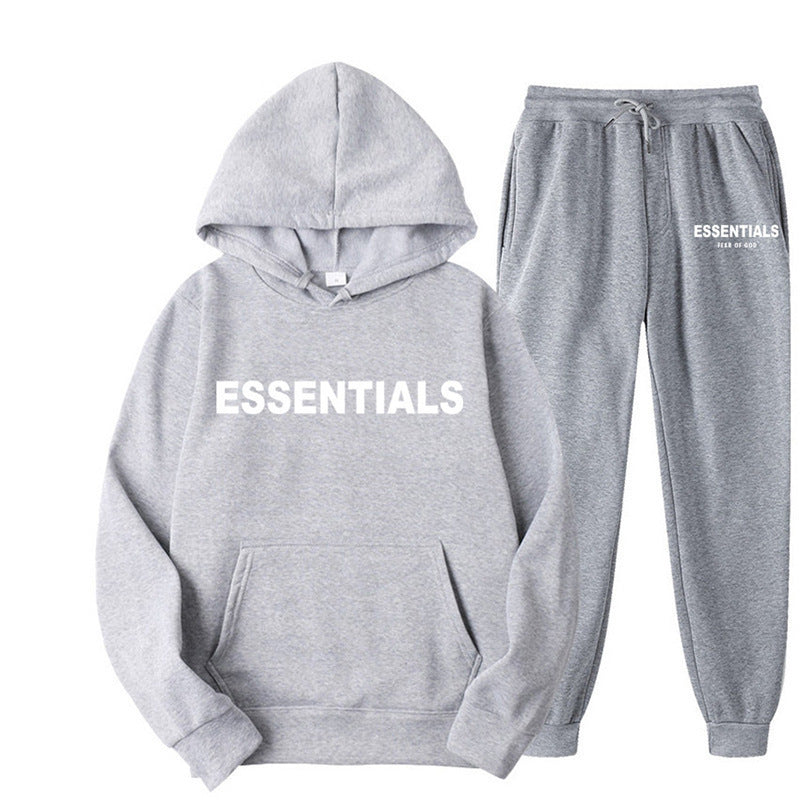 Essentials 2025 Cross-border Men's Spring and Autumn Printed Suit, Hooded Sweatshirt Set, Trendy Casual Sports Two-Piece Set