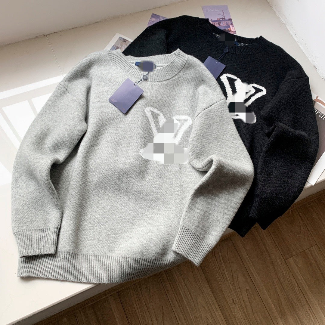 LV "Top correct version" L donkey knitted crew neck sweater.25SS autumn and winter heavy industry meticulously produces men and women