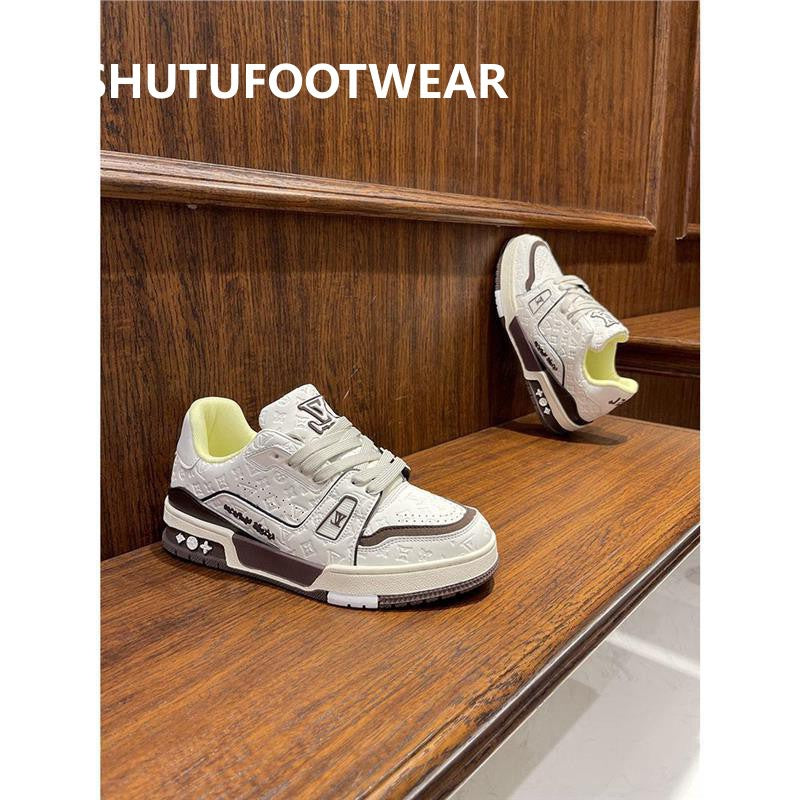 LV Men's Shoes Spring 2025 New Casual Shoes Plus Size Soft-soled Sneakers Men's Lightweight Non Slip Fashion Breathable Board Shoes