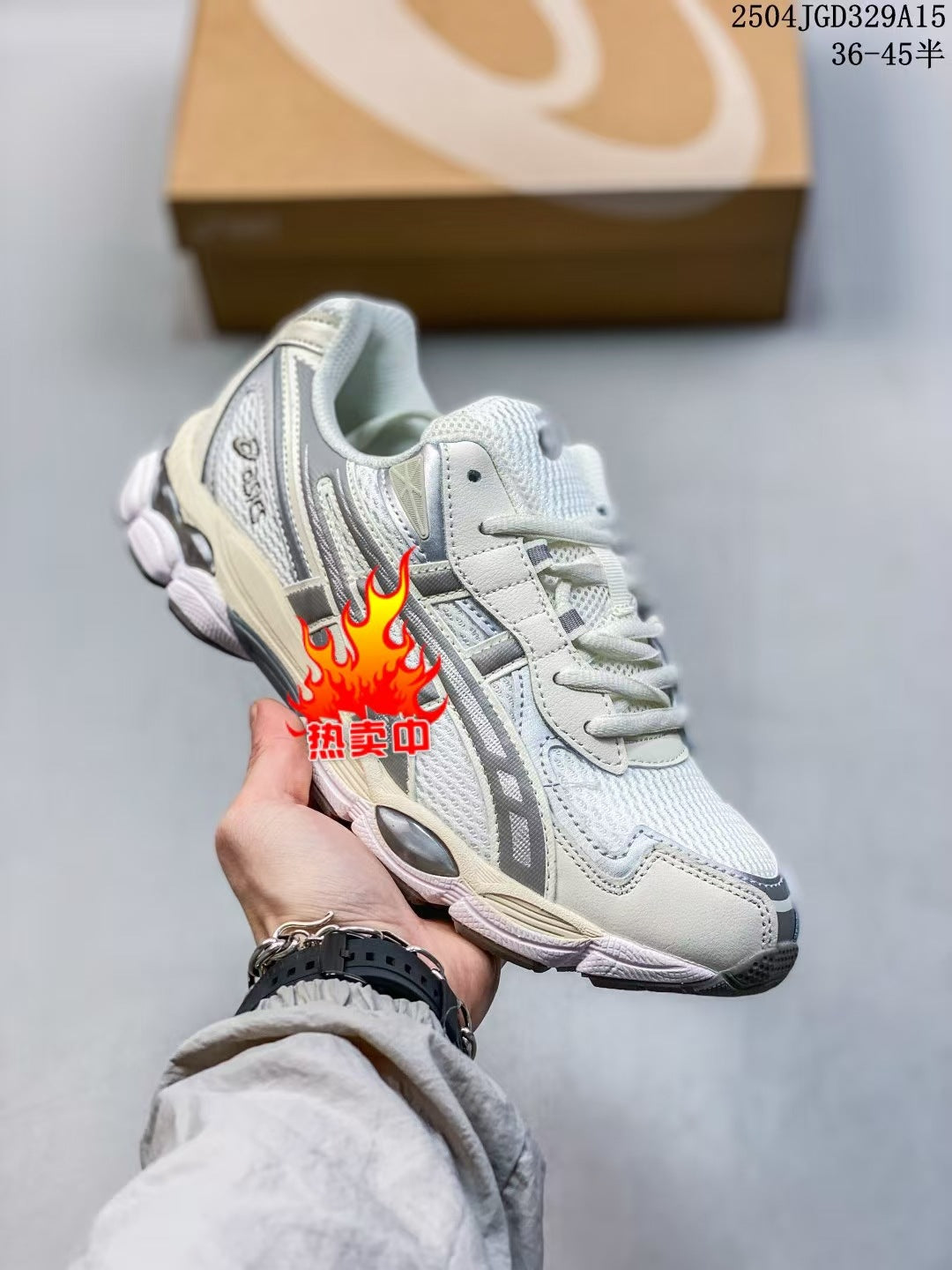ASICS 2 high versions of men's and women's gel-nyc spliced mesh breathable running shoes for couples non-slip and wear-resistant casual sneakers