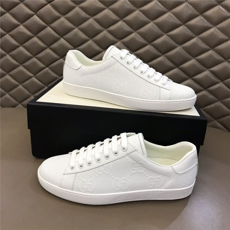 Gucci 2026 European Station Embossed Cowhide Star Same White Shoes Men's and Women's Versatile Sports Retro Couple Model