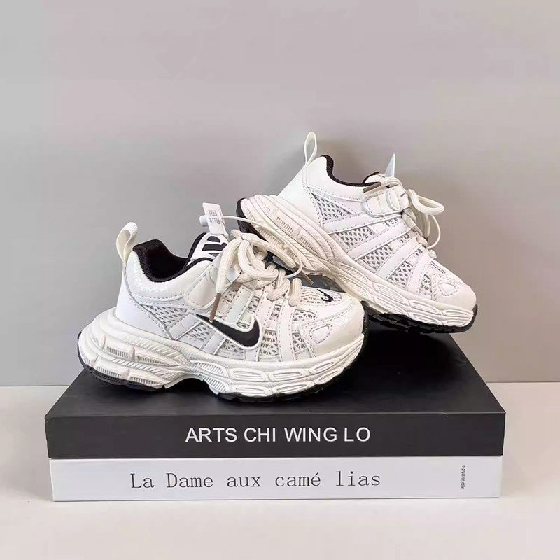 Nike AJ Kids Shoes Silver Sneakers Children's 2025 New Autumn Girls Shoes Trendy Dad Shoes Boys Casual Shoes