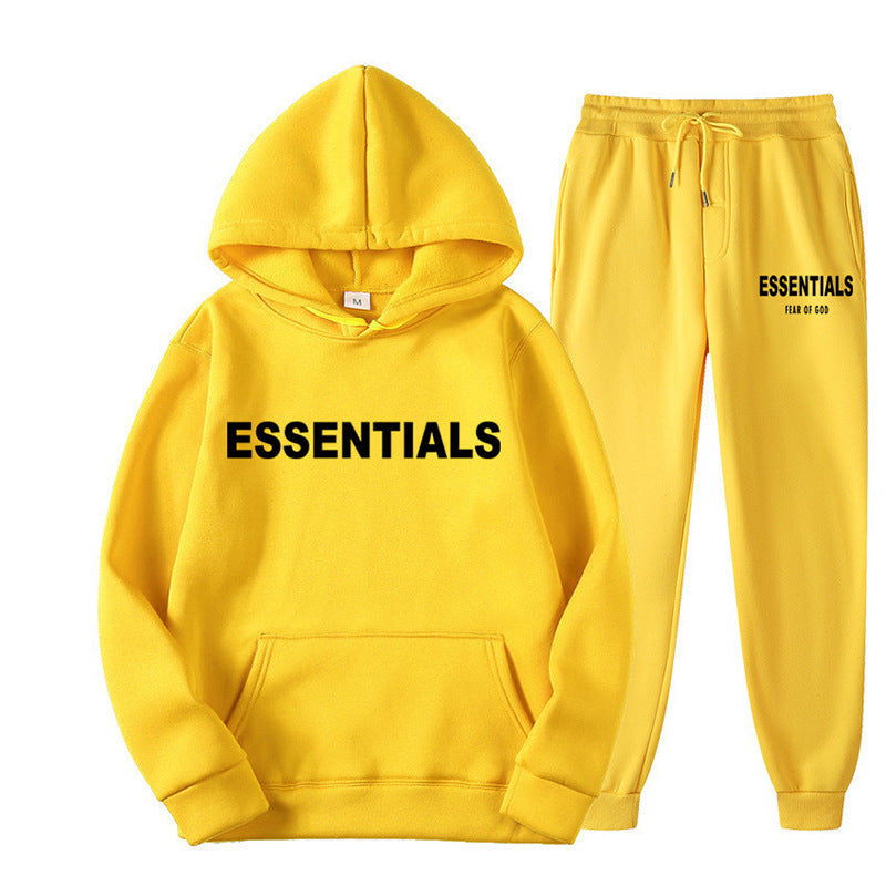 Essentials 2025 Cross-border Men's Spring and Autumn Printed Suit, Hooded Sweatshirt Set, Trendy Casual Sports Two-Piece Set