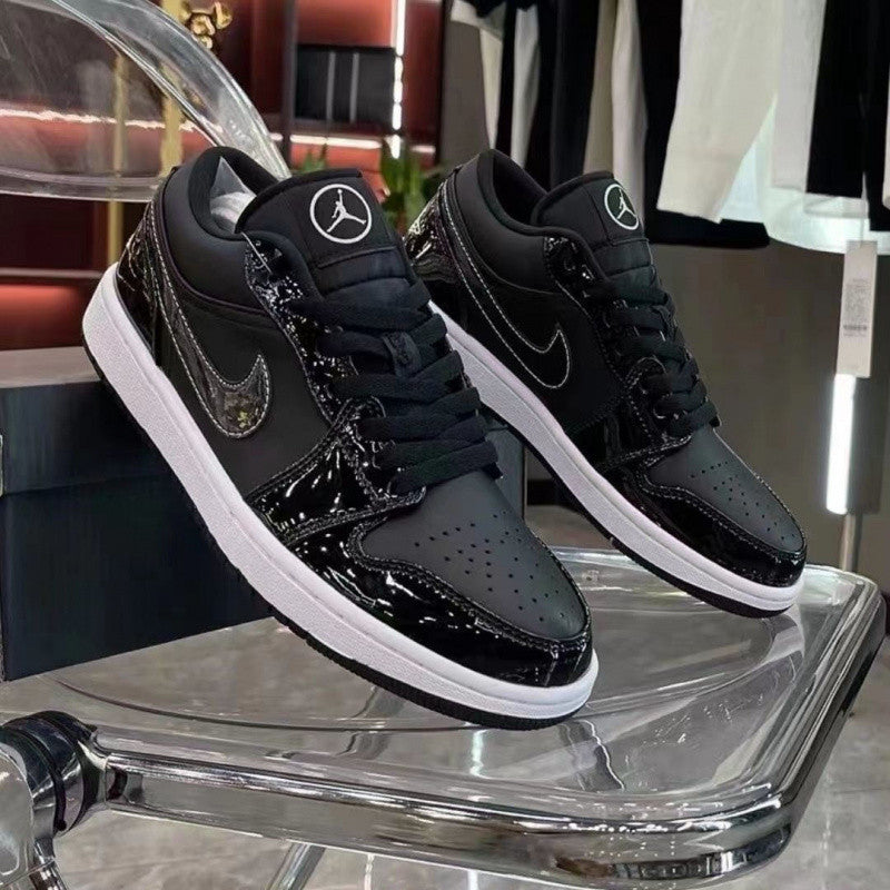 Nike shoes AjExplosive AJ1 Black Warrior All-Star Patent Leather Low-Top Crack Men's and Women's ins Trend Versatile Casual Sports Shoes