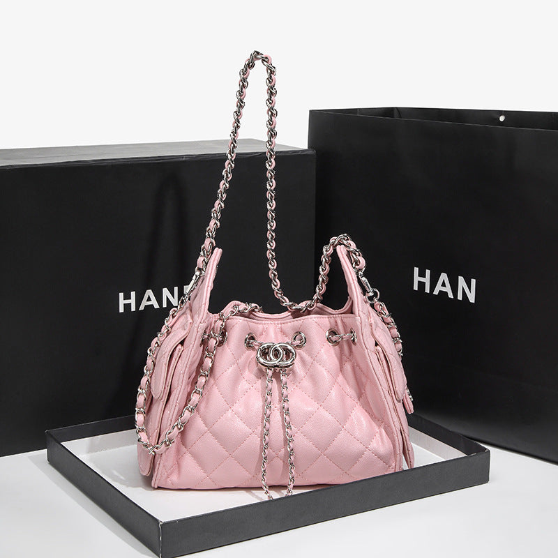 Chanel 2026 New Lingge Chain Oil Wax Leather Small Fragrance Tote Lingge DIY Chain Armpit Large Capacity Shoulder Bag