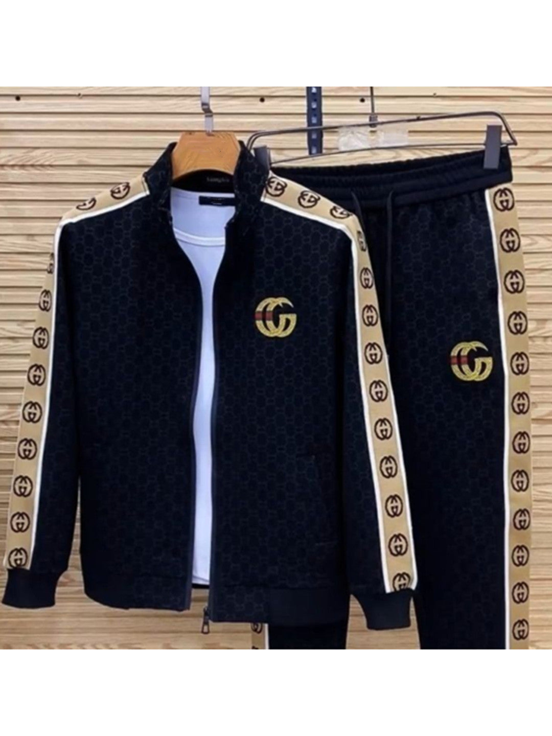 Gucci Spring and Autumn New Athleisure Two-Piece Men's Stand Collar Cardigan Jacket Long Sleeve Fashion Trend Pants Suit Trend