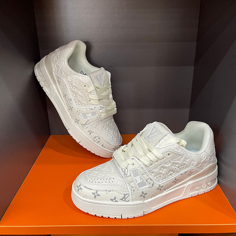 LV Men's Shoes Spring 2025 New Casual Shoes Plus Size Soft-soled Sneakers Men's Lightweight Non Slip Fashion Breathable Board Shoes
