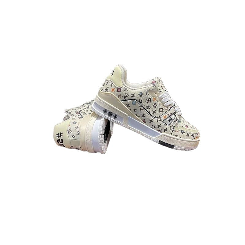 LV Men's Shoes Spring 2025 New Casual Shoes Plus Size Soft-soled Sneakers Men's Lightweight Non Slip Fashion Breathable Board Shoes