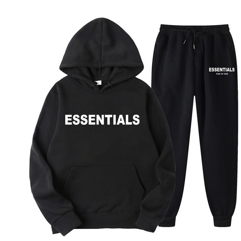 Essentials 2025 Cross-border Men's Spring and Autumn Printed Suit, Hooded Sweatshirt Set, Trendy Casual Sports Two-Piece Set