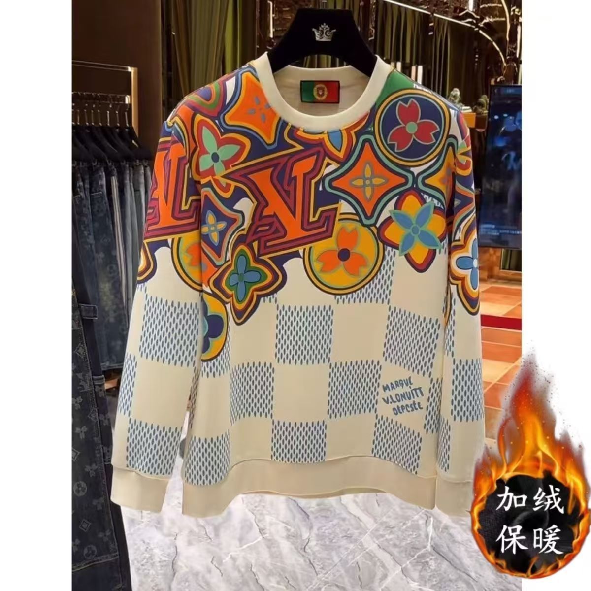 LV Autumn and winter new 2026 young luxury haute couture fashion couple sweatshirt long sleeve high value print casual trend