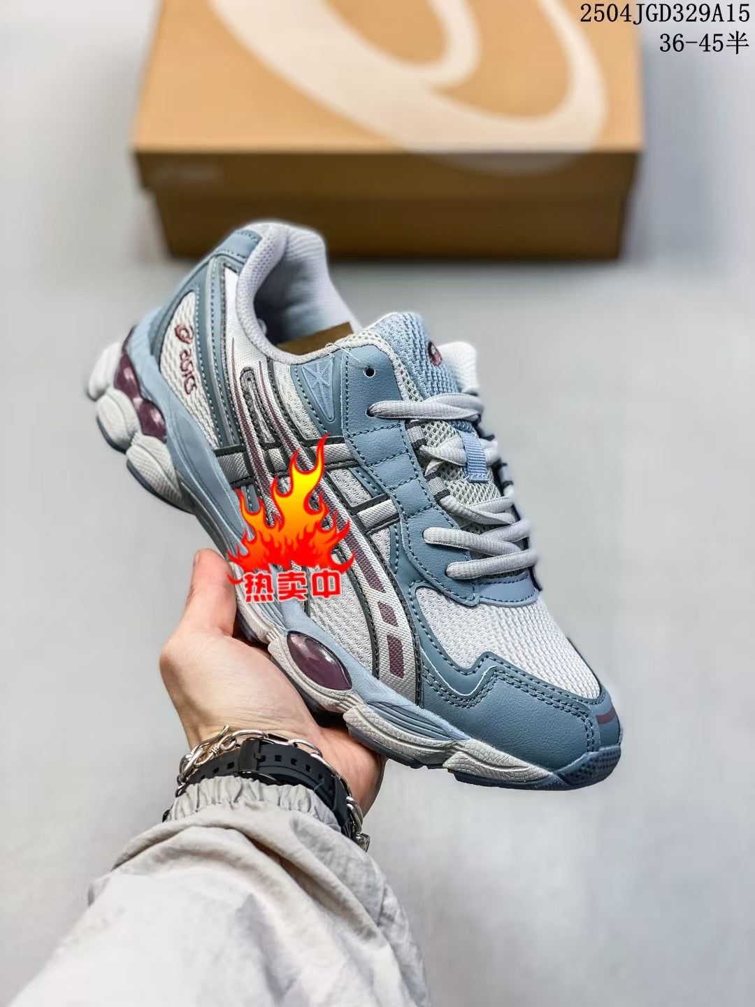 ASICS 2 high versions of men's and women's gel-nyc spliced mesh breathable running shoes for couples non-slip and wear-resistant casual sneakers