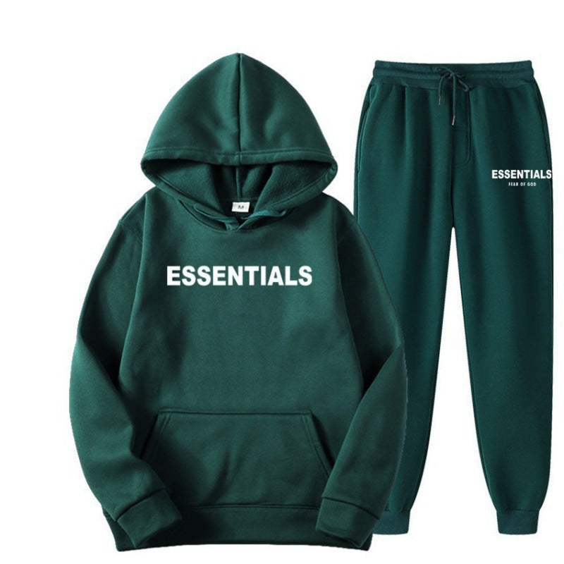 Essentials 2025 Cross-border Men's Spring and Autumn Printed Suit, Hooded Sweatshirt Set, Trendy Casual Sports Two-Piece Set