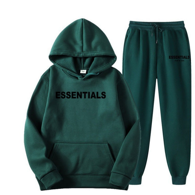 Essentials 2025 Cross-border Men's Spring and Autumn Printed Suit, Hooded Sweatshirt Set, Trendy Casual Sports Two-Piece Set