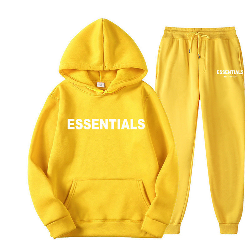 Essentials 2025 Cross-border Men's Spring and Autumn Printed Suit, Hooded Sweatshirt Set, Trendy Casual Sports Two-Piece Set
