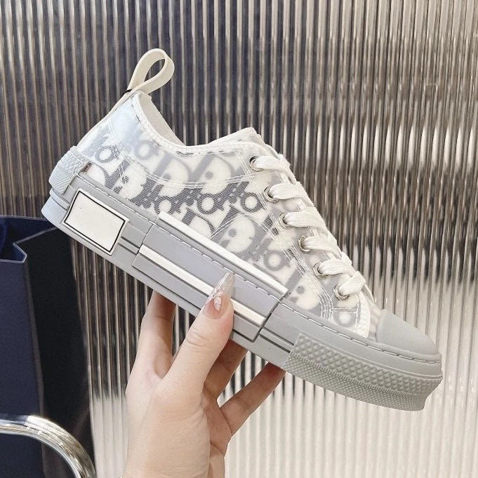 Dior European station export men's shoes breathable printed film fashion board shoes trendy presbyopia alphabet canvas couple shoes casual shoes