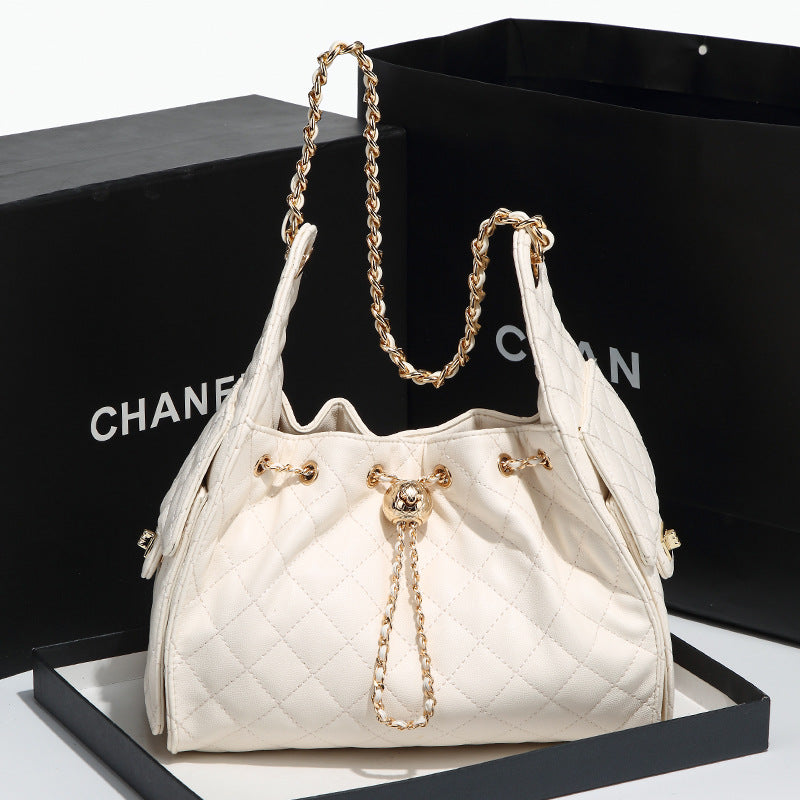 Chanel 2026 New Lingge Chain Oil Wax Leather Small Fragrance Tote Lingge DIY Chain Armpit Large Capacity Shoulder Bag