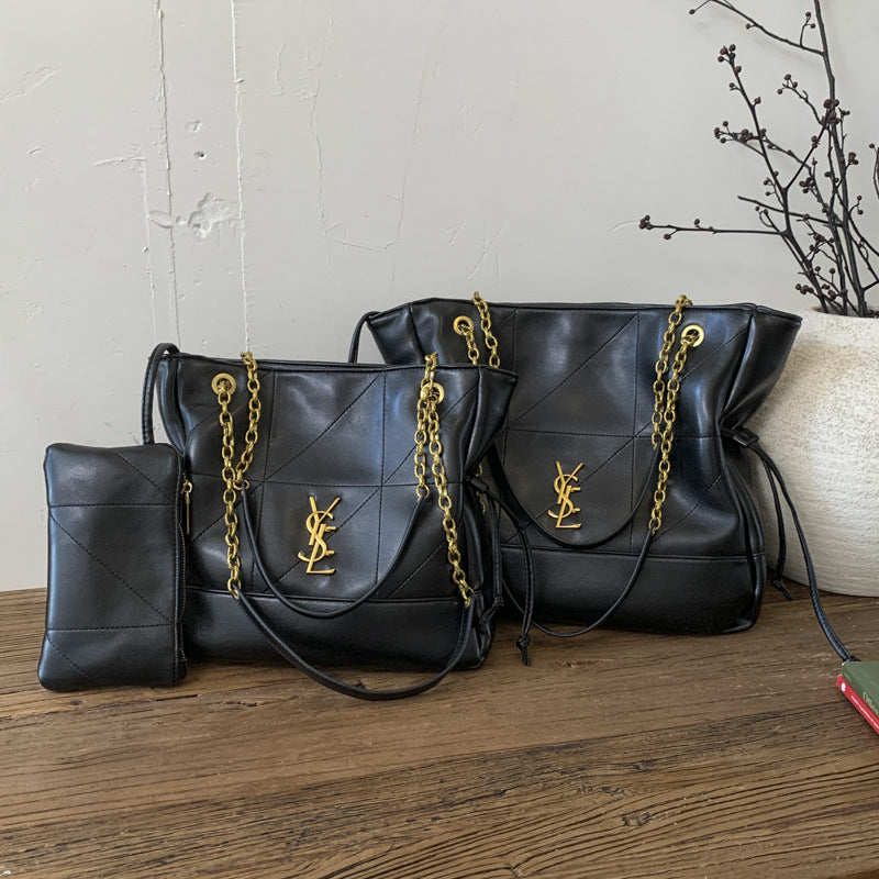 YSL Vintage chain tote bag poplar forest suede bag high-end trendy large capacity commuter single shoulder armpit mother-in-law bag