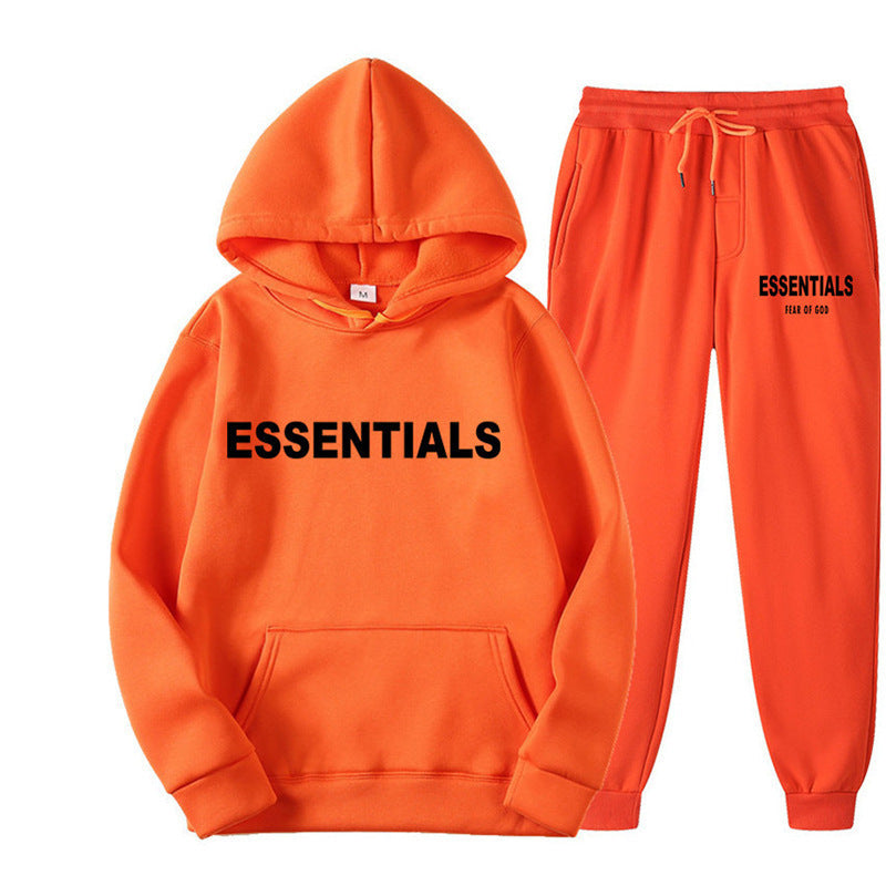 Essentials 2025 Cross-border Men's Spring and Autumn Printed Suit, Hooded Sweatshirt Set, Trendy Casual Sports Two-Piece Set