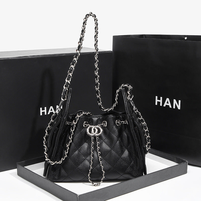 Chanel 2026 New Lingge Chain Oil Wax Leather Small Fragrance Tote Lingge DIY Chain Armpit Large Capacity Shoulder Bag