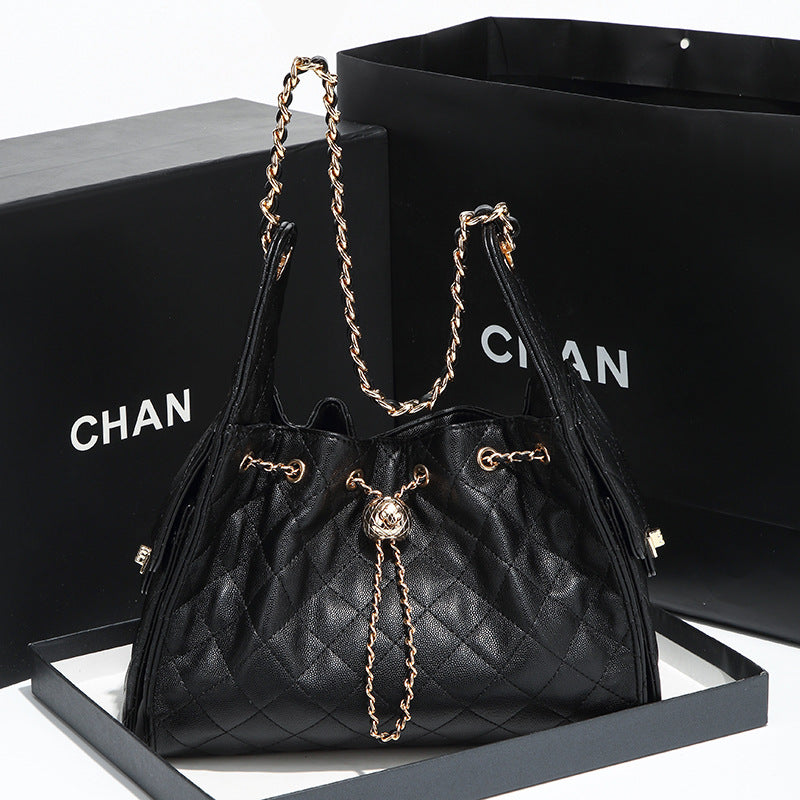 Chanel 2026 New Lingge Chain Oil Wax Leather Small Fragrance Tote Lingge DIY Chain Armpit Large Capacity Shoulder Bag
