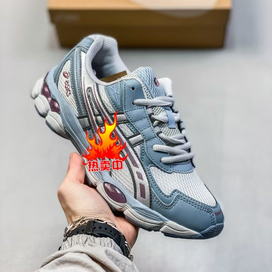 ASICS 2 high versions of men's and women's gel-nyc spliced mesh breathable running shoes for couples non-slip and wear-resistant casual sneakers