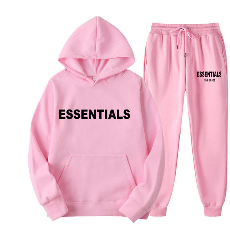Essentials 2025 Cross-border Men's Spring and Autumn Printed Suit, Hooded Sweatshirt Set, Trendy Casual Sports Two-Piece Set