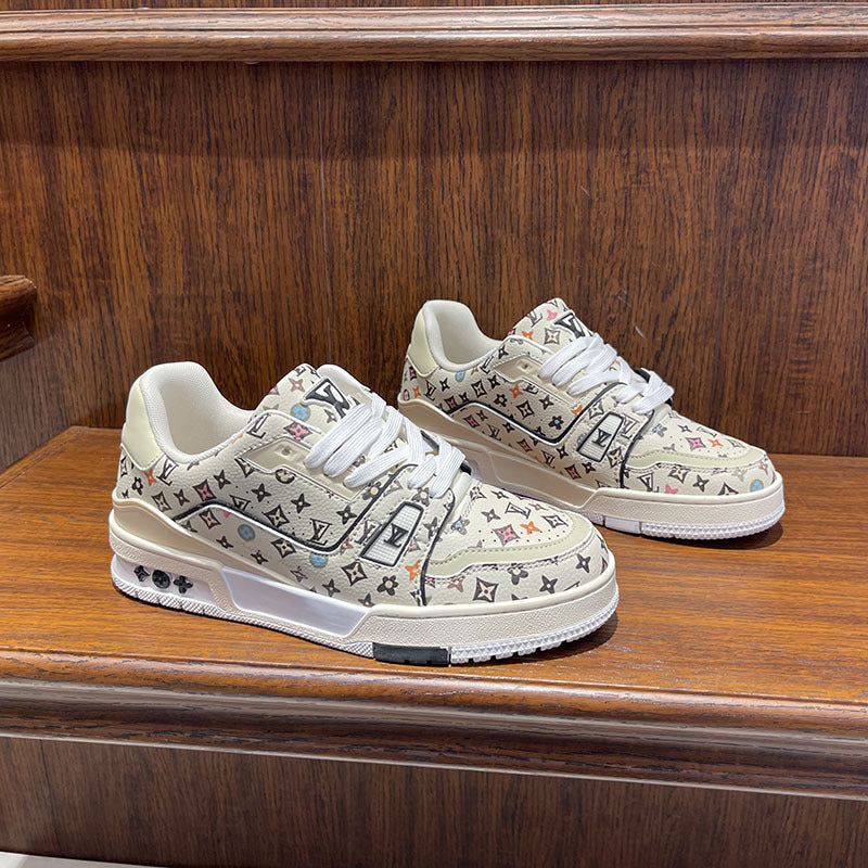 LV Men's Shoes Spring 2025 New Casual Shoes Plus Size Soft-soled Sneakers Men's Lightweight Non Slip Fashion Breathable Board Shoes