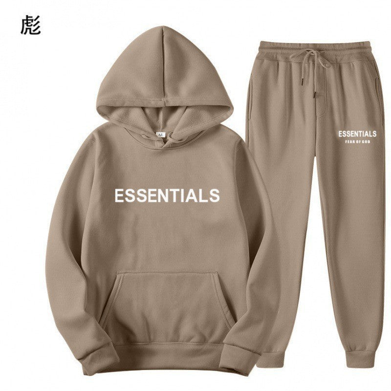Essentials 2025 Cross-border Men's Spring and Autumn Printed Suit, Hooded Sweatshirt Set, Trendy Casual Sports Two-Piece Set