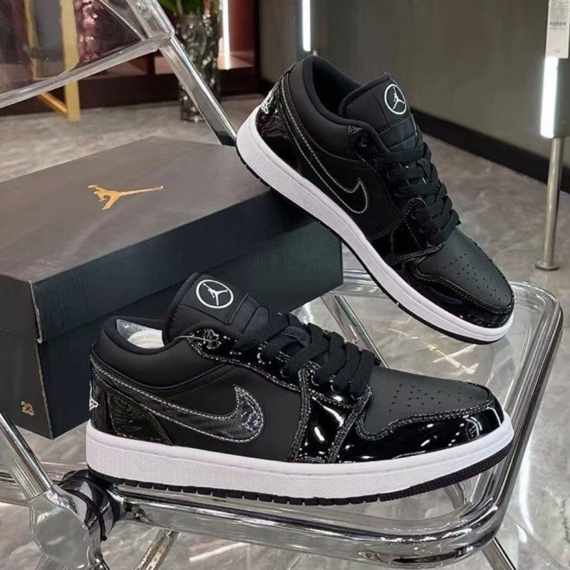 Nike shoes AjExplosive AJ1 Black Warrior All-Star Patent Leather Low-Top Crack Men's and Women's ins Trend Versatile Casual Sports Shoes