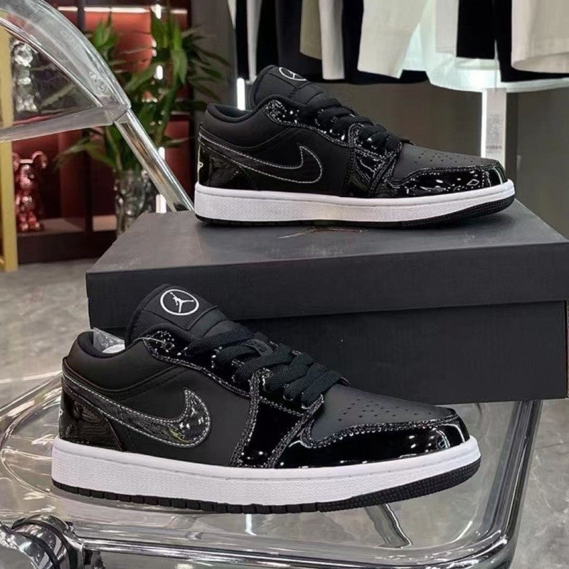 Nike shoes AjExplosive AJ1 Black Warrior All-Star Patent Leather Low-Top Crack Men's and Women's ins Trend Versatile Casual Sports Shoes