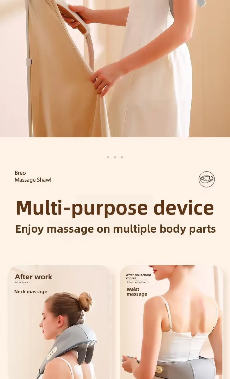 Electric Hot Compress Massage Device Shoulder Neck Back Multi-Function Massage Instrument 6 Massage Heads USB Powered Infrare...