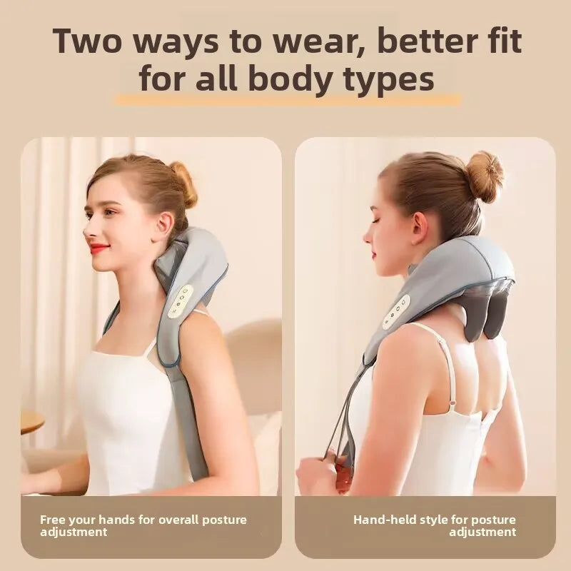 Electric Hot Compress Massage Device Shoulder Neck Back Multi-Function Massage Instrument 6 Massage Heads USB Powered Infrare...