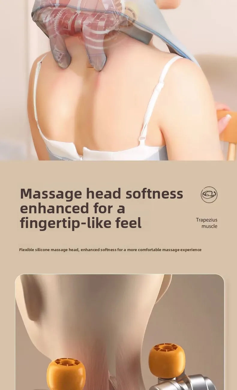 Electric Hot Compress Massage Device Shoulder Neck Back Multi-Function Massage Instrument 6 Massage Heads USB Powered Infrare...
