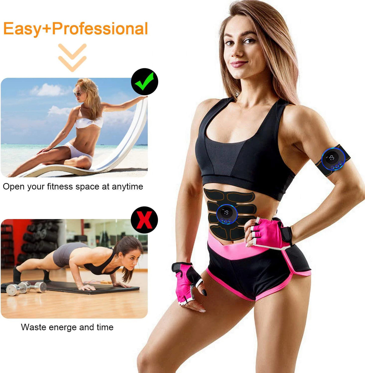 Abdominal Muscle Massager Fitness ABS Arm Training Patches Muscle Exercise Instrument USB Charging Home Men