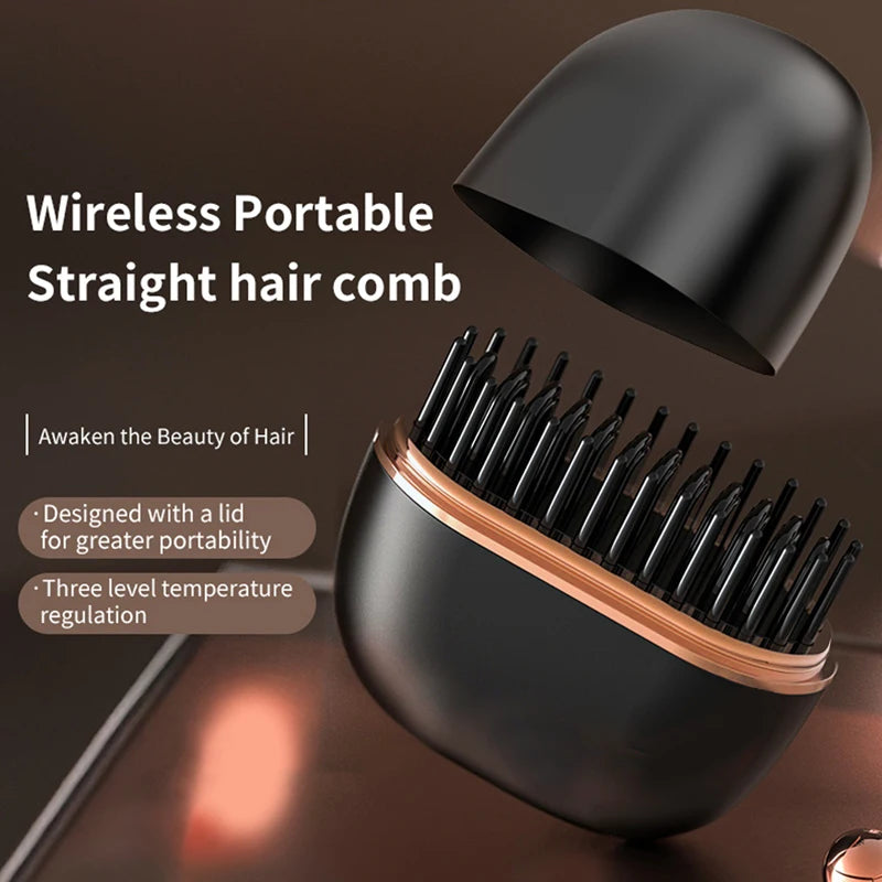 Mini straightening comb, portable and stylish straightening tool, USB charging wireless straightening comb ﻿