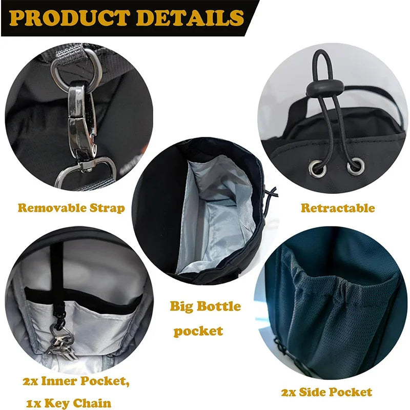 Powerful magnetic water bottle bag, portable water bottle hanging bag for gym exercise, large-capacity water cup bag