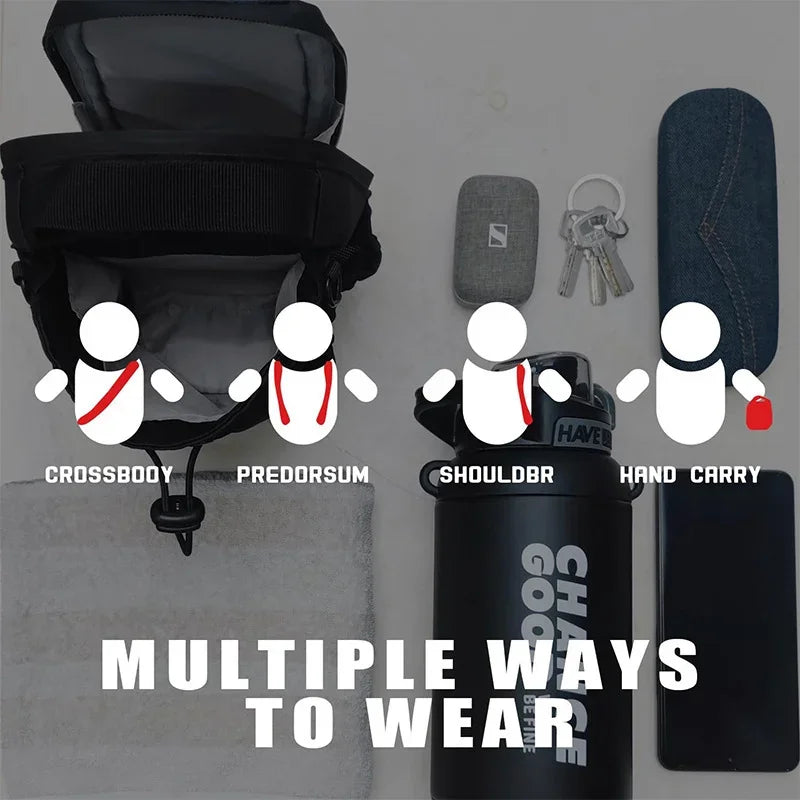 Powerful magnetic water bottle bag, portable water bottle hanging bag for gym exercise, large-capacity water cup bag