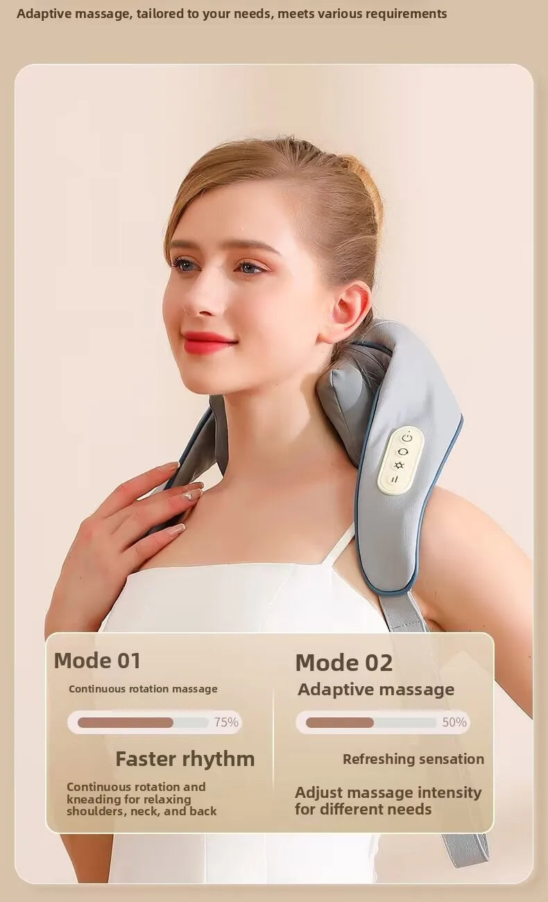 Electric Hot Compress Massage Device Shoulder Neck Back Multi-Function Massage Instrument 6 Massage Heads USB Powered Infrare...