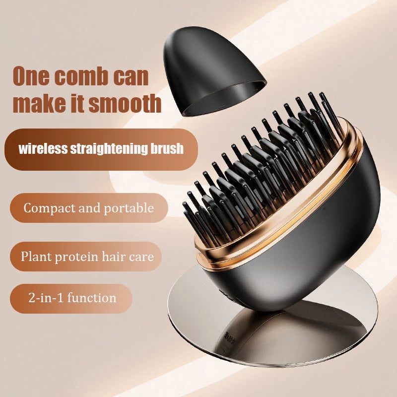 Mini straightening comb, portable and stylish straightening tool, USB charging wireless straightening comb ﻿