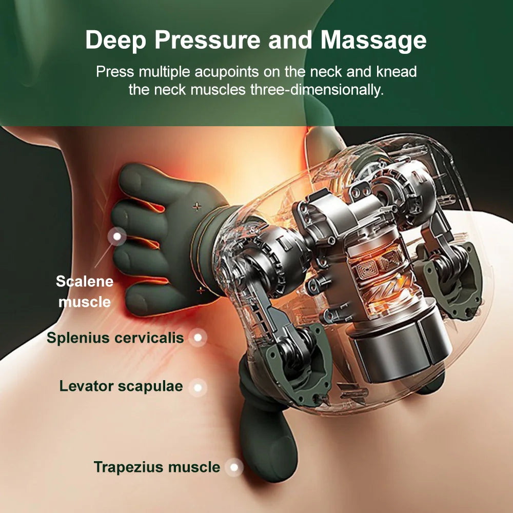 Neck Massager Finger Pressure Shiatsu Neck Back and Shoulder Massager Electric Kneading Neck Deep Massage Muscle Relax