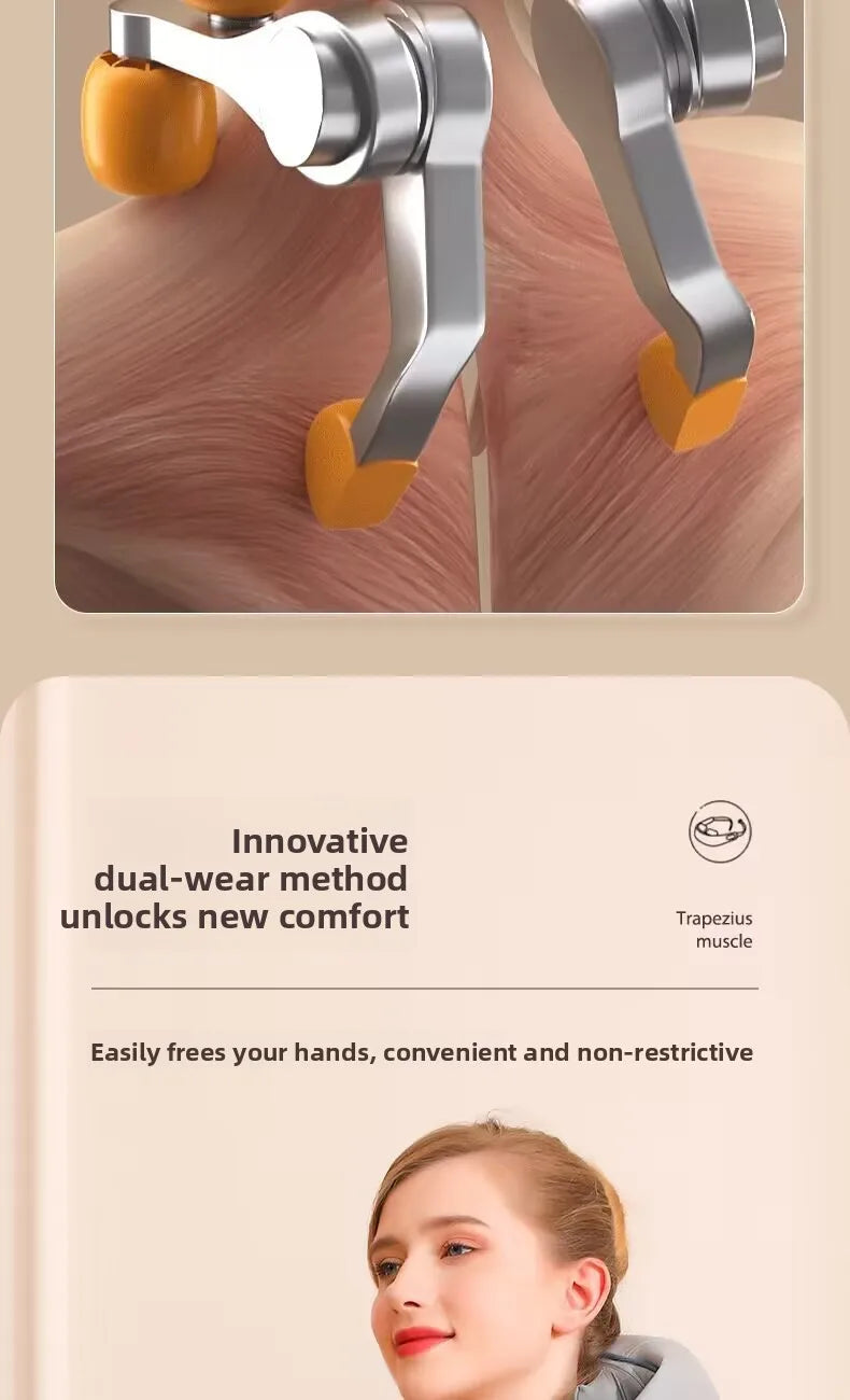 Electric Hot Compress Massage Device Shoulder Neck Back Multi-Function Massage Instrument 6 Massage Heads USB Powered Infrare...