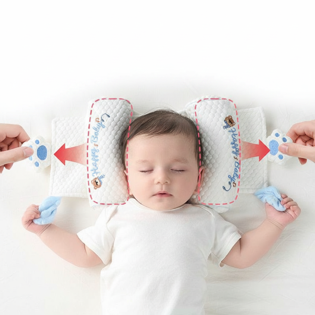 Ergonomic Newborn Baby Head Shaping Pillow – Breathable Millet-Filled Anti-Flat Head Support for Infants 0-6 Months – Adjustable Side Sleeper Positioning Cushion for Healthy Skull Development