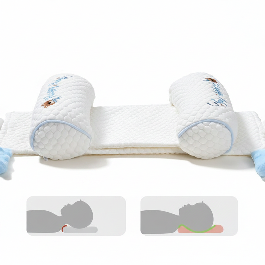 Ergonomic Newborn Baby Head Shaping Pillow – Breathable Millet-Filled Anti-Flat Head Support for Infants 0-6 Months – Adjustable Side Sleeper Positioning Cushion for Healthy Skull Development