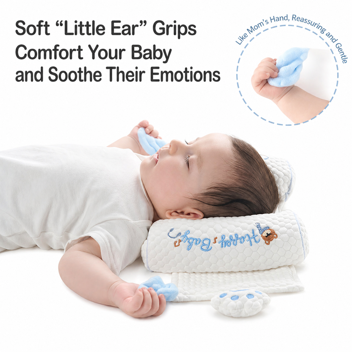 Ergonomic Newborn Baby Head Shaping Pillow – Breathable Millet-Filled Anti-Flat Head Support for Infants 0-6 Months – Adjustable Side Sleeper Positioning Cushion for Healthy Skull Development